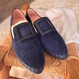 Roger Vivier Navy Suede Espadrilles